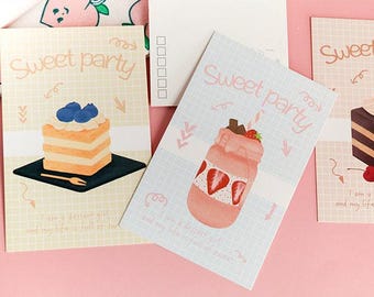Dessert Postkarten Set (30 Teile): Handgemalte Foodie Grußkarten