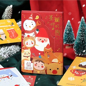 Collezione di cartoline di Natale Jingle Bells (30 pezzi) / Set di cartoline di Buon Natale / Scatola di cartoline con calzini di cervo disegnati a mano / Cartoline di Natale /