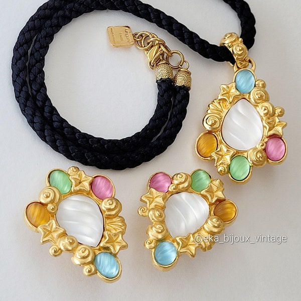 Ungaro - Parure vintage - Collier et boucles d'oreilles