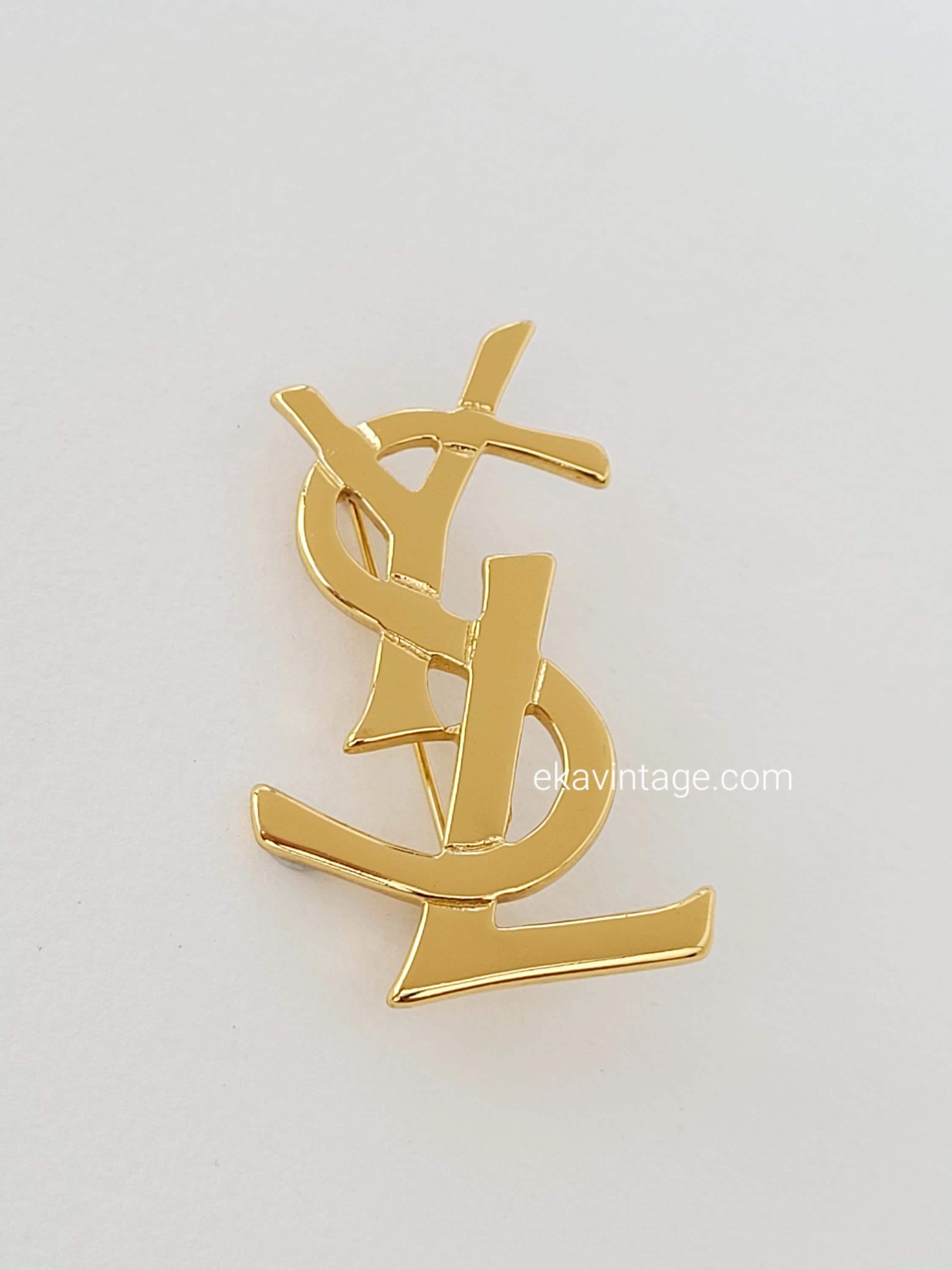 Yves Saint Laurent - Vintage YSL Logo Brooch - Etsy