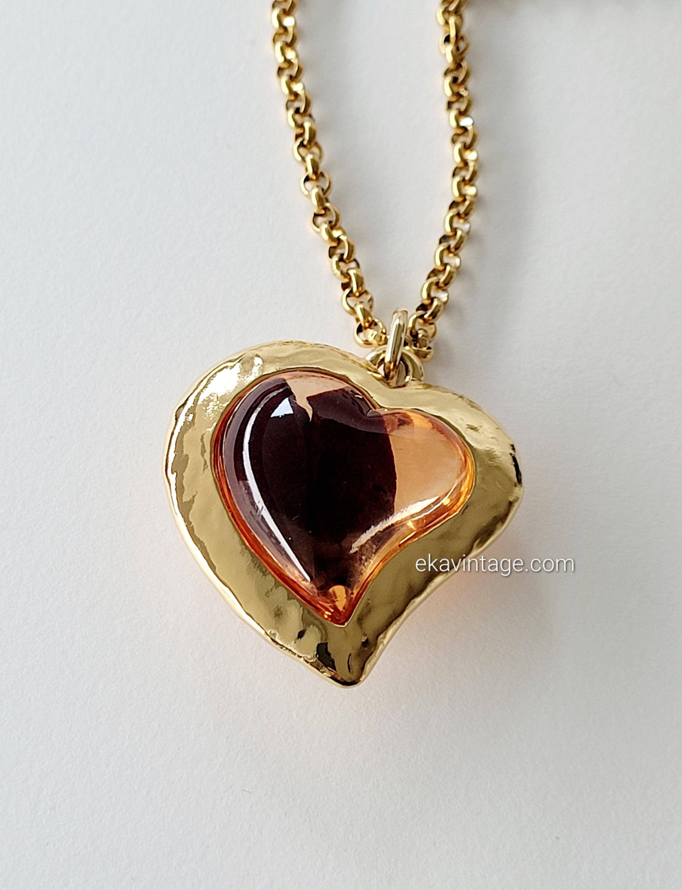 アクセサリー Yves Saint Laurent Heart Gold necklace Yves Saint Laurent Heart Necklace YSL Charm Gold Chain