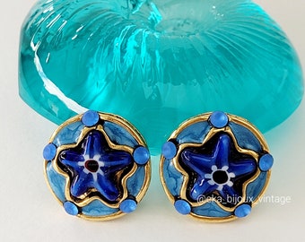 Taratata - Boucles d'oreilles vintage Étoile bleu