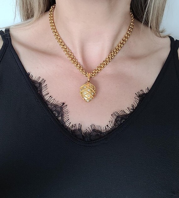 アクセサリー vintage CARVEN Paris necklace jewelry CARVEN PARIS Goldplated Long Necklace With Magnifying Glass