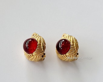 Chanel - Vintage Red Cabochons Earrings