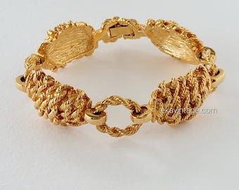 Bracelet Vintage Ted Lapidus Années 80 - Longueur 19.5cm, Largeur 20mm, Alliage, Mousqueton, Occasion