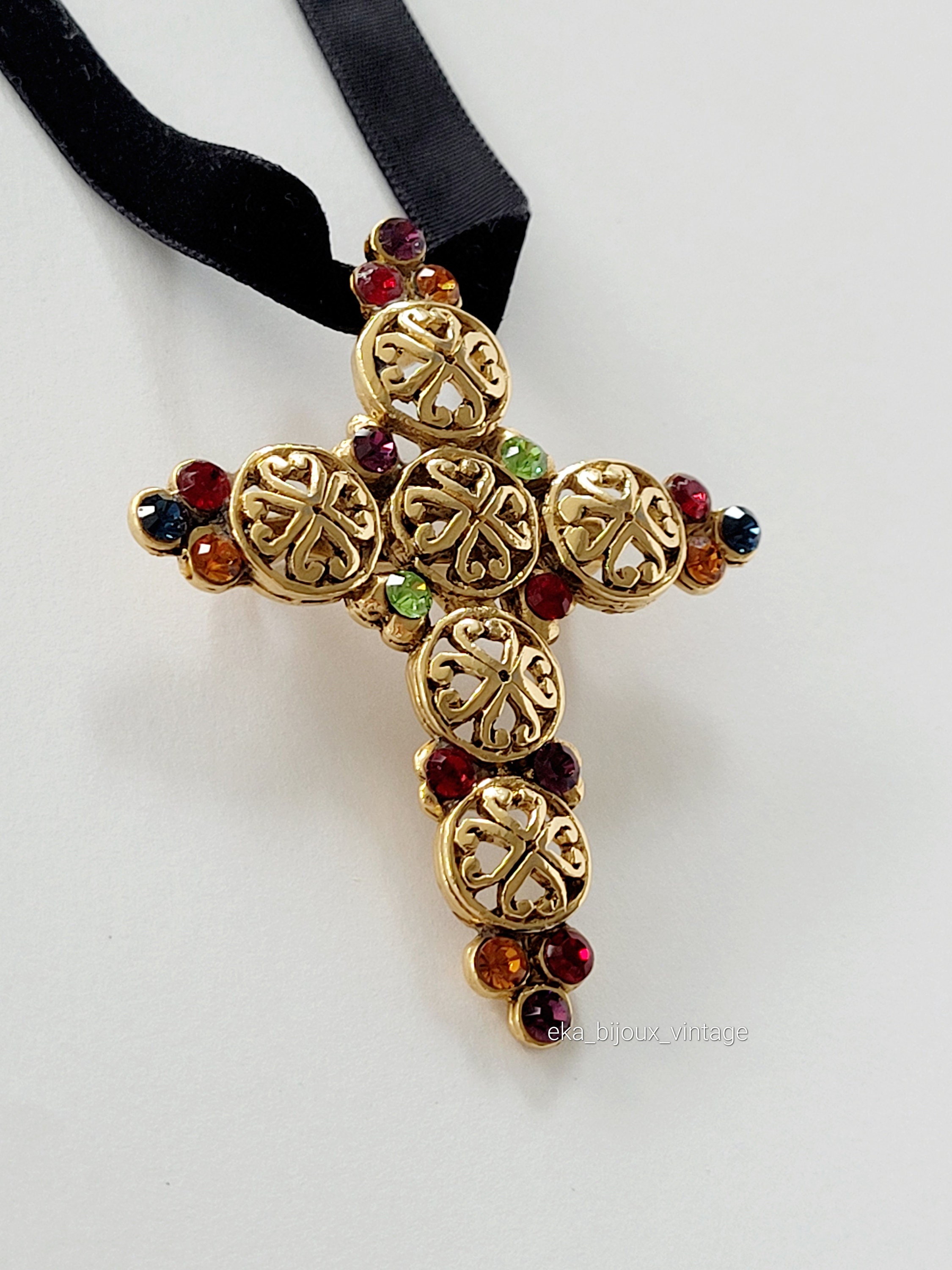 Rene ビジュー　ブローチ René Gouin - Vintage Cross Brooch / Pendant - Etsy Hong Kong