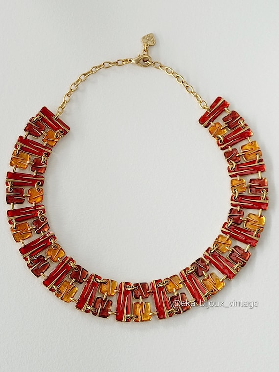 Collier Dolce Vita Doré Avec Cabochons Rouges - Bijou De Créateur Français