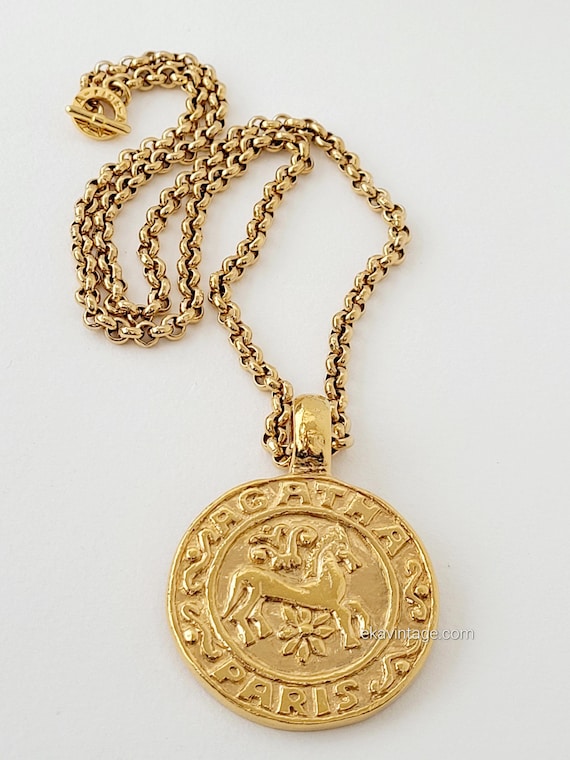 Pendentif Agatha Vintage - Alliage Métallique, Motif Signature