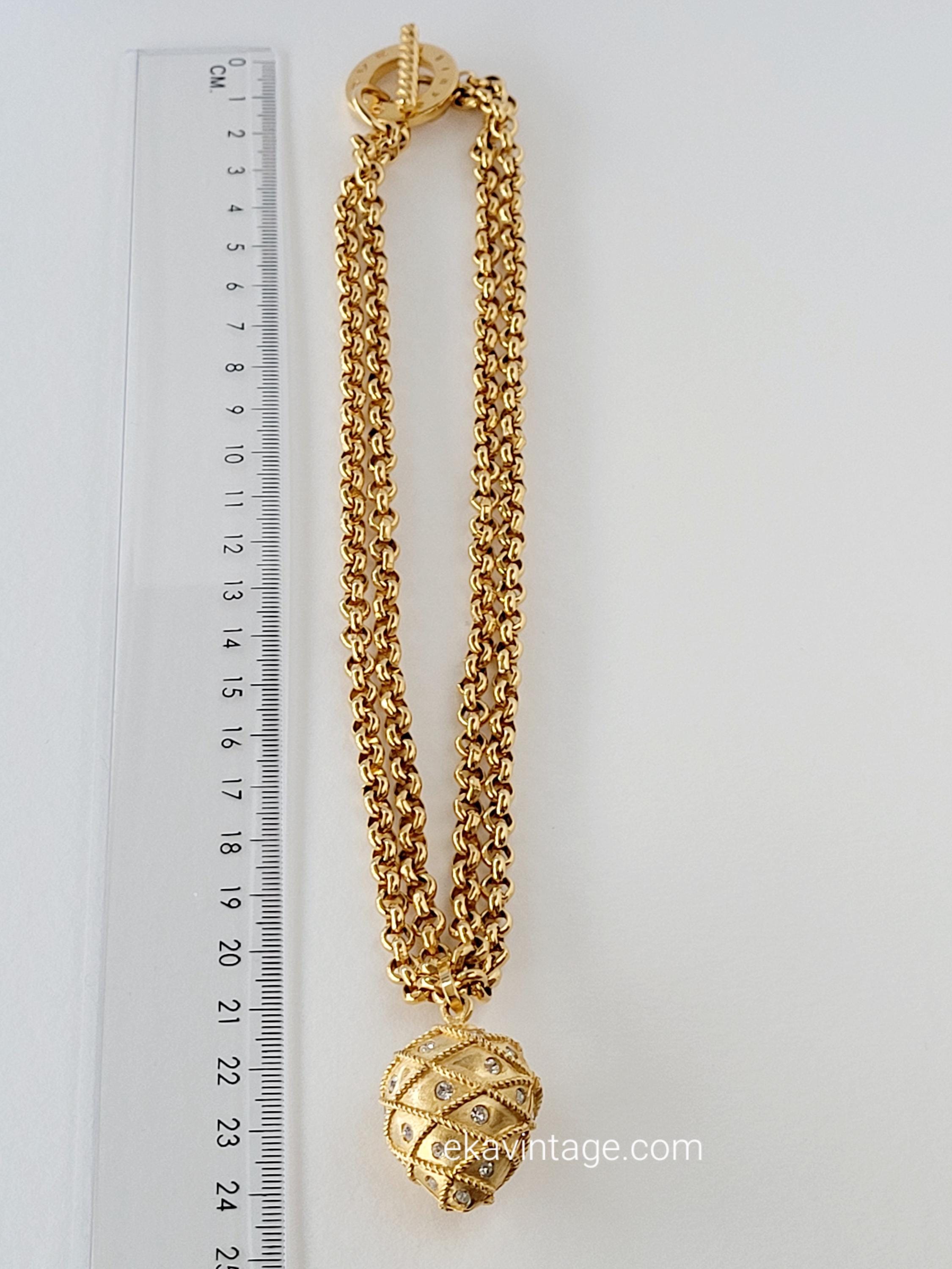 アクセサリー vintage CARVEN Paris necklace jewelry CARVEN PARIS Goldplated Long Necklace With Magnifying Glass