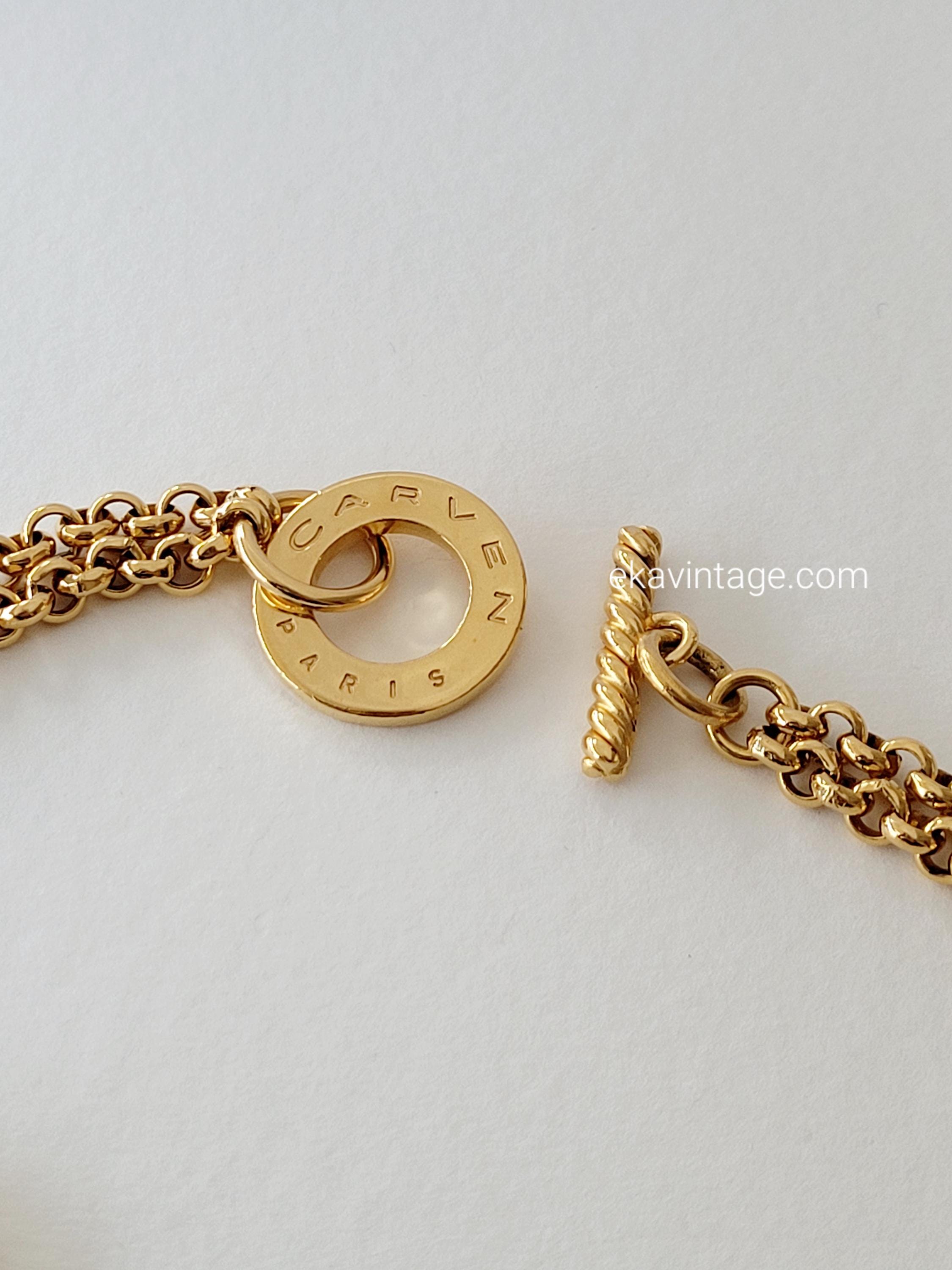 アクセサリー vintage CARVEN Paris necklace jewelry CARVEN PARIS Goldplated Long Necklace With Magnifying Glass