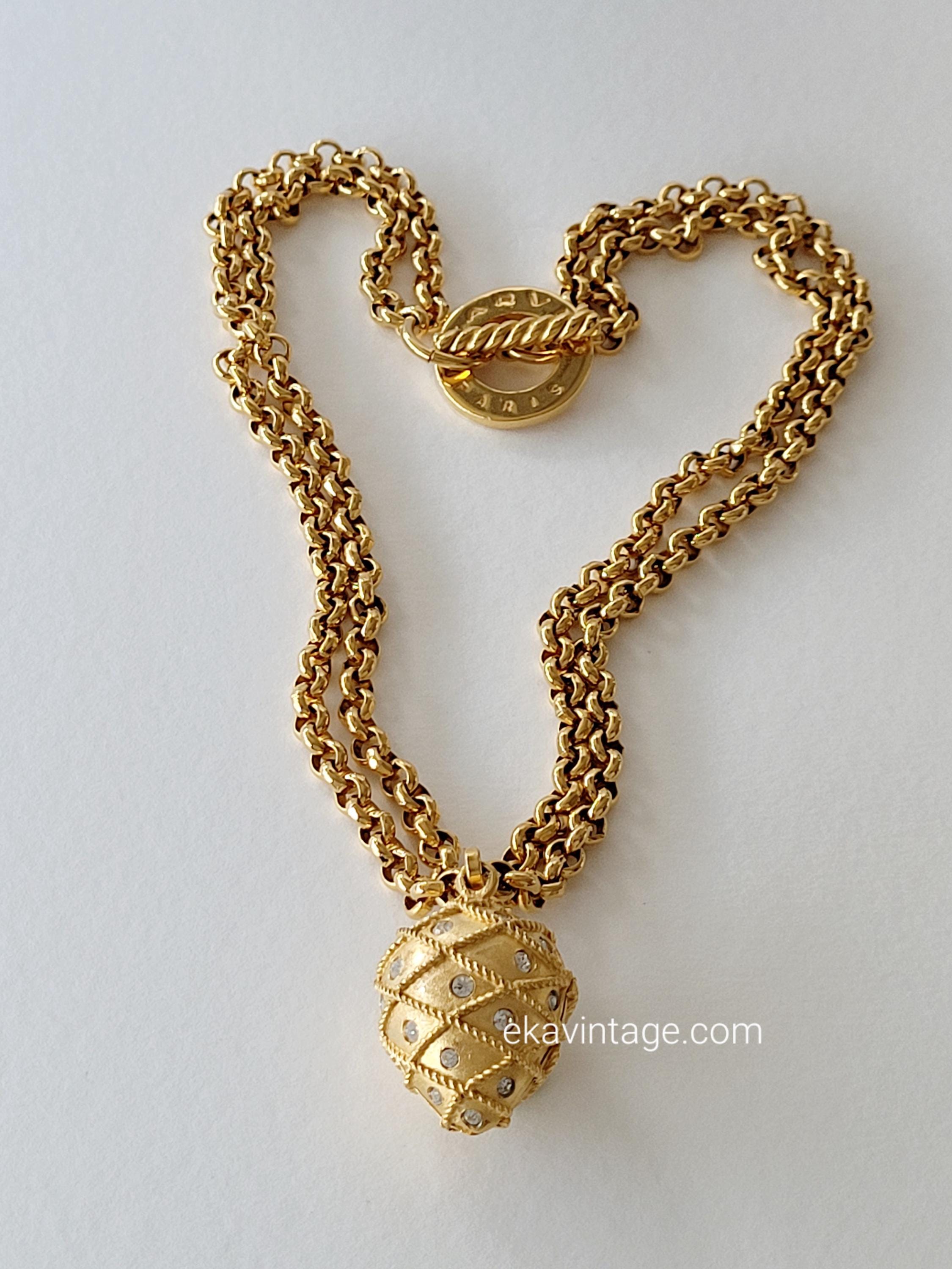 アクセサリー vintage CARVEN Paris necklace jewelry CARVEN PARIS Goldplated Long Necklace With Magnifying Glass
