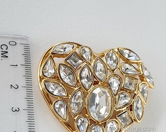 イヴ・サンローラン - ホワイトクリスタルの大きなヴィンテージハート