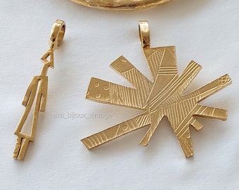 Pendentif Biche De Berre En Métal Doré - Bijou Moderniste, Occasion Très Bon état
