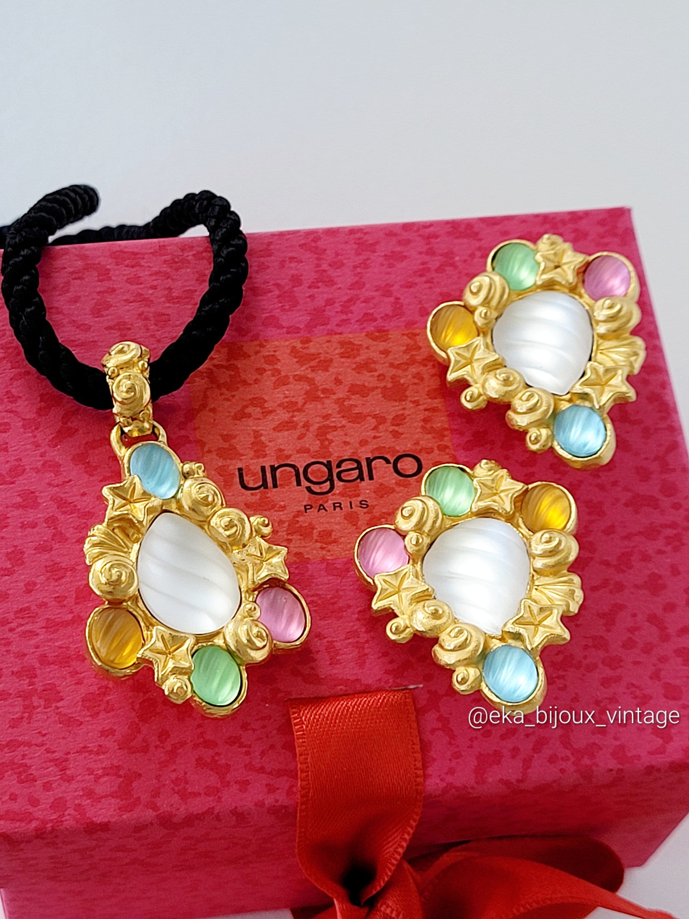 Ungaro - ヴィンテージ セット - ネックレスとイヤリング - Etsy 日本