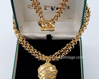 アクセサリー vintage CARVEN Paris necklace jewelry CARVEN PARIS Goldplated Long Necklace With Magnifying Glass