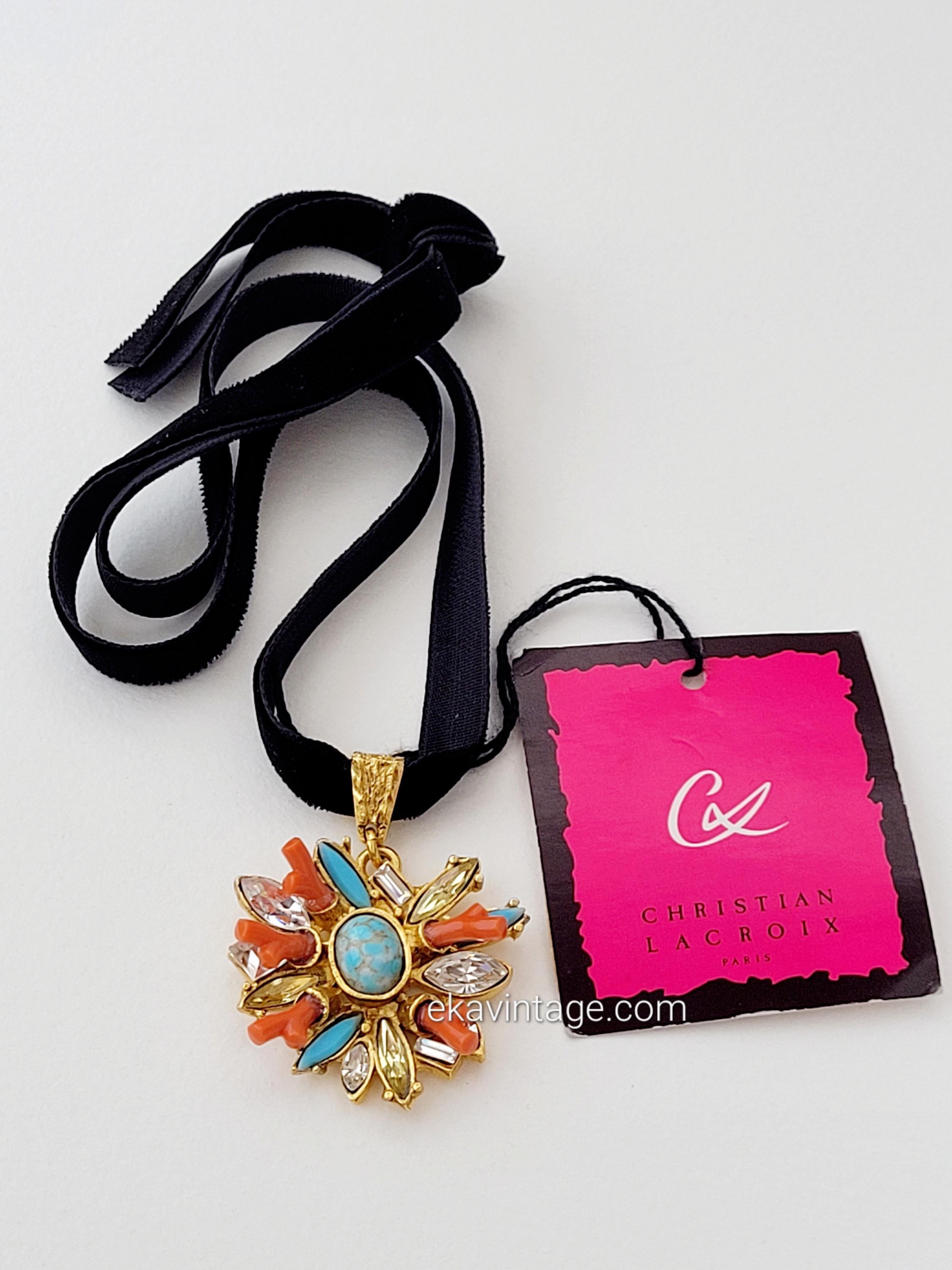 Christian Lacroix ブローチ ペンダントトップ カラーストーン Christian Lacroix Necklaces - Etsy