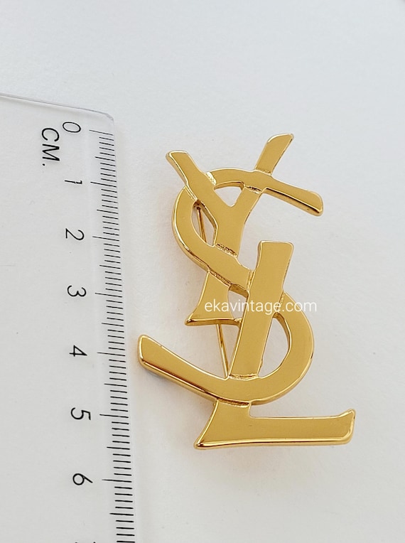 Yves Saint Laurent - Vintage YSL Logo Brooch - Etsy