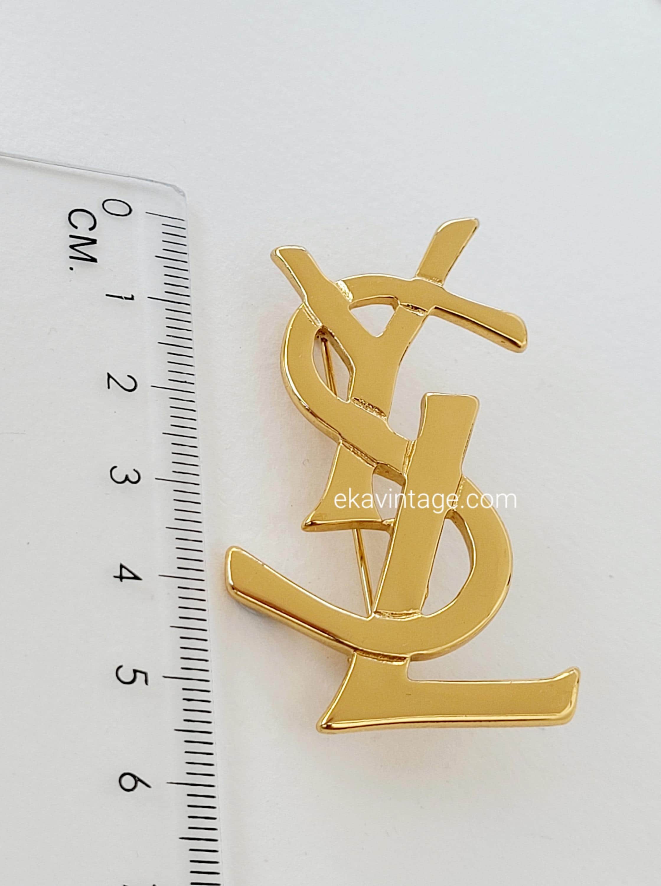 Yves Saint Laurent - Vintage YSL Logo Brooch - Etsy