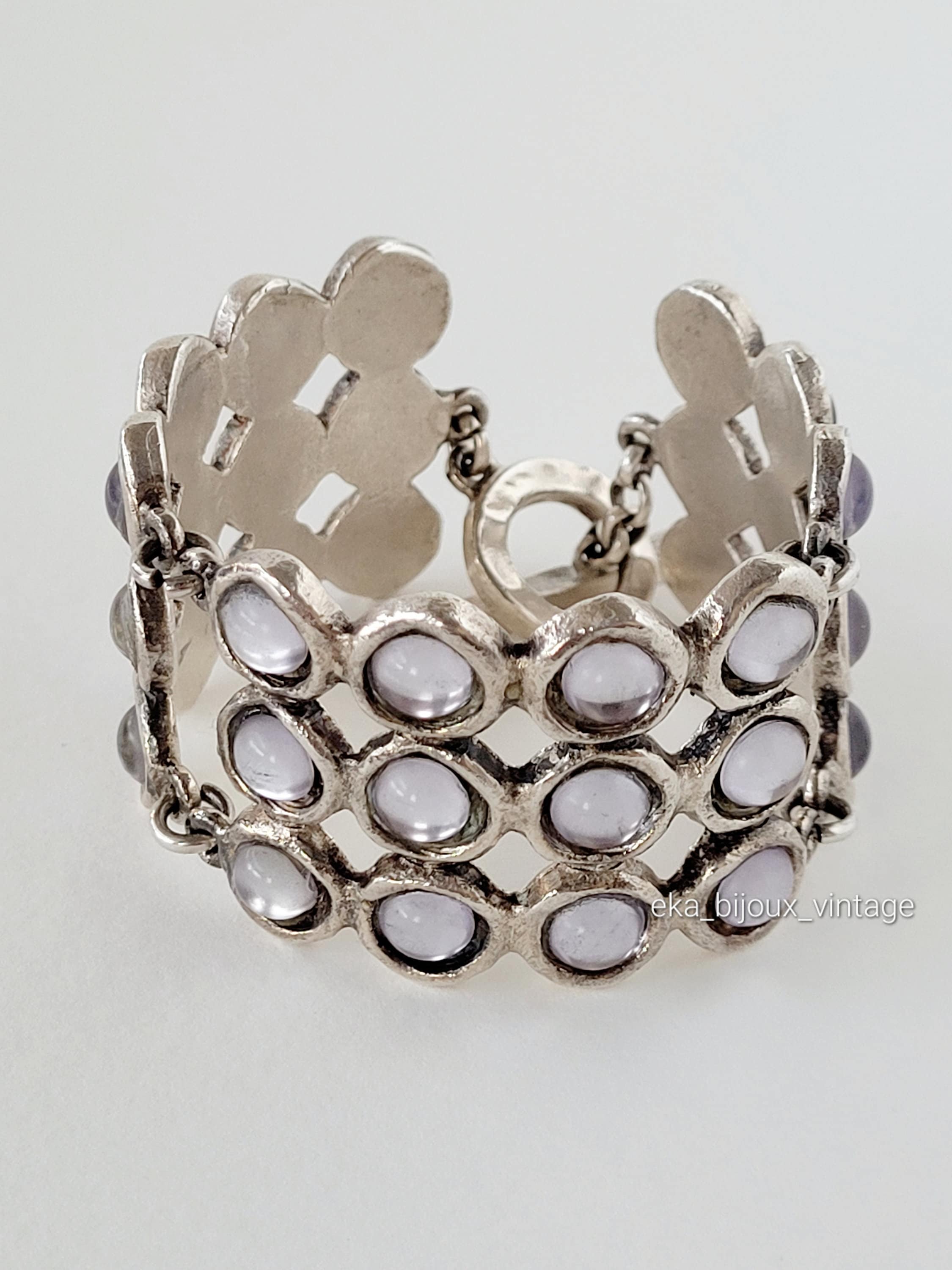 Bracelet Vintage Biche De Bere Argenté - Style Moderniste - Occasion