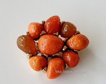 Guy Laroche - Vintage brooch with orange cabochons