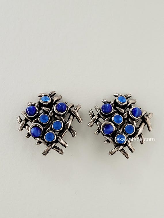 Boucles D'oreilles Pendantes Taratata - Signées Créateur Français - Argenté Et Rouge - Très Bon état