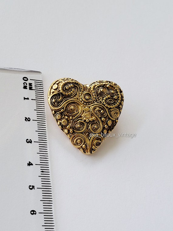 Broche Coeur Vintage En Métal Doré Signée Jean-Louis Scherrer