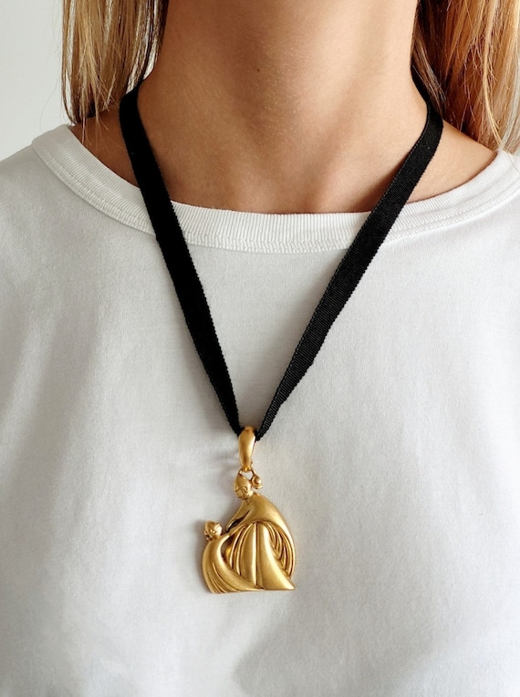 Lanvin - Vintage Pendant - Mother and Daughter - Etsy