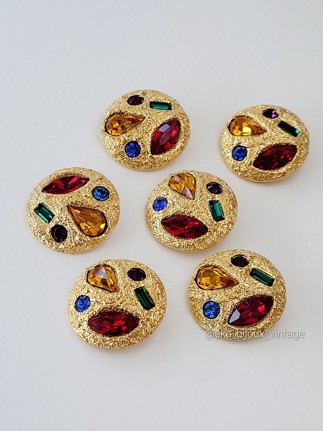 Lot De 6 Boutons Vintage Métal Doré Cœur Orange - 2,3 Cm, Référence 3026