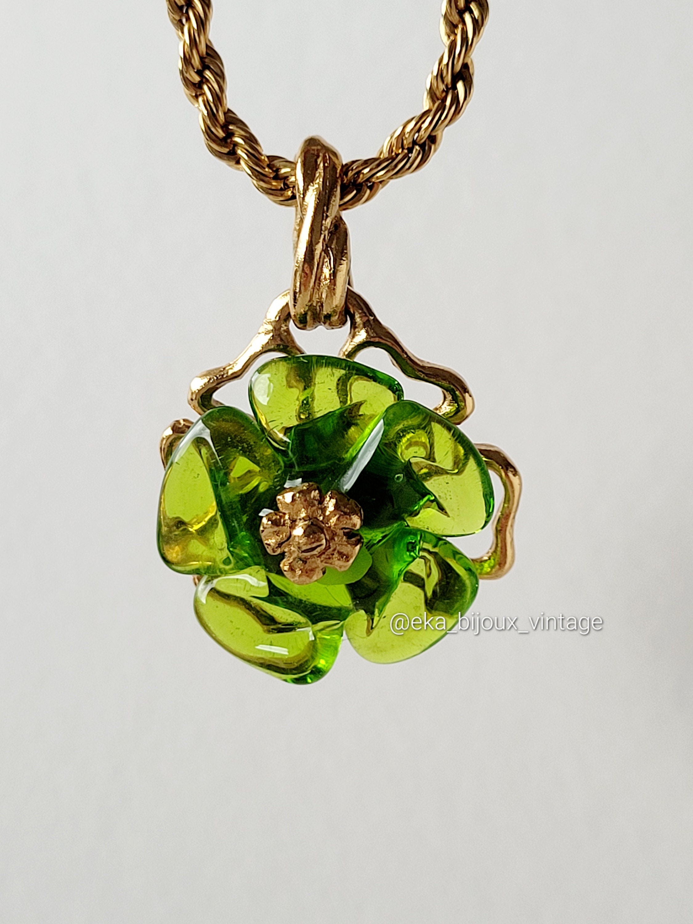 KENZO　フラワー　喋　ステーション　ネックレス　ヴィンテージ Kenzo Paris - Vintage Glass Flower Pendant Necklace - Etsy