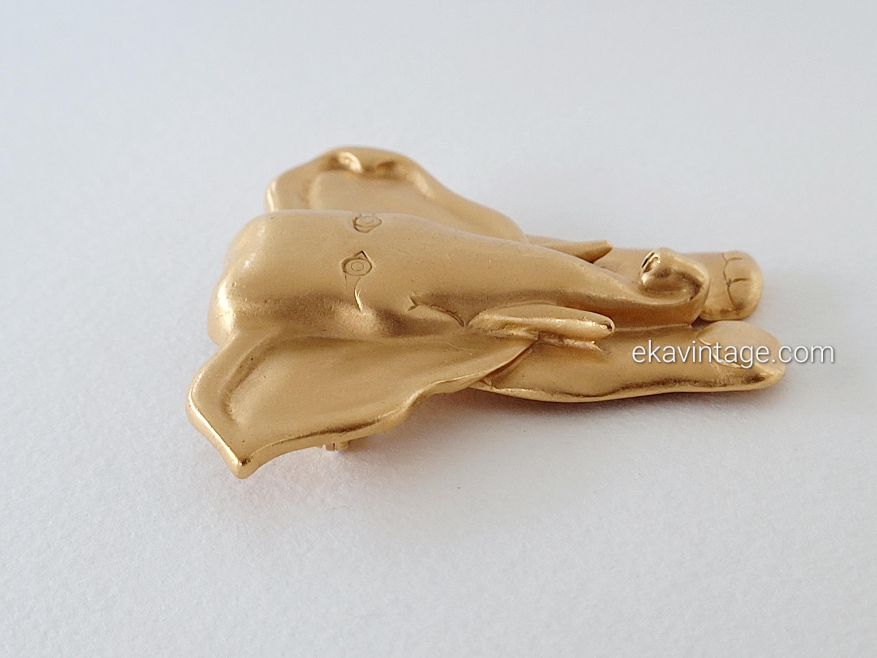 Broche Vintage éléphant Signée Agatha Paris - Métal Doré - Très Bon état