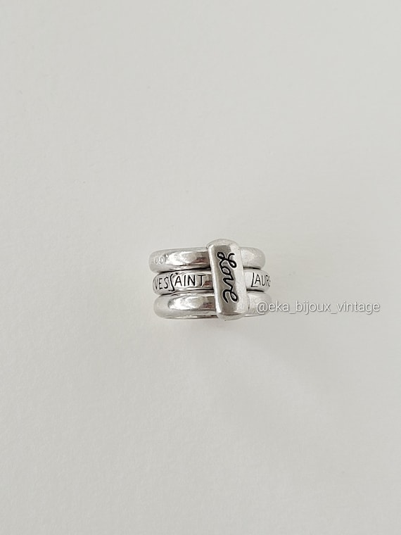 Yves Saint Laurent Vintage Silver Love Ring Etsy