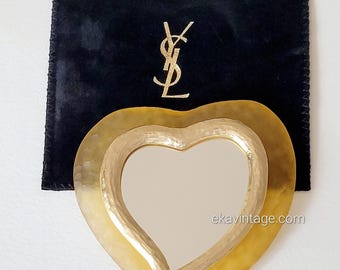 Vintage Yves Saint Laurent Heart Jewel Compact, Rhinestone YSL