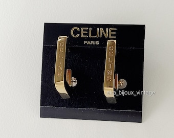 CELINE Vintage Star Pattern Disc Gold Earrings - Etsy