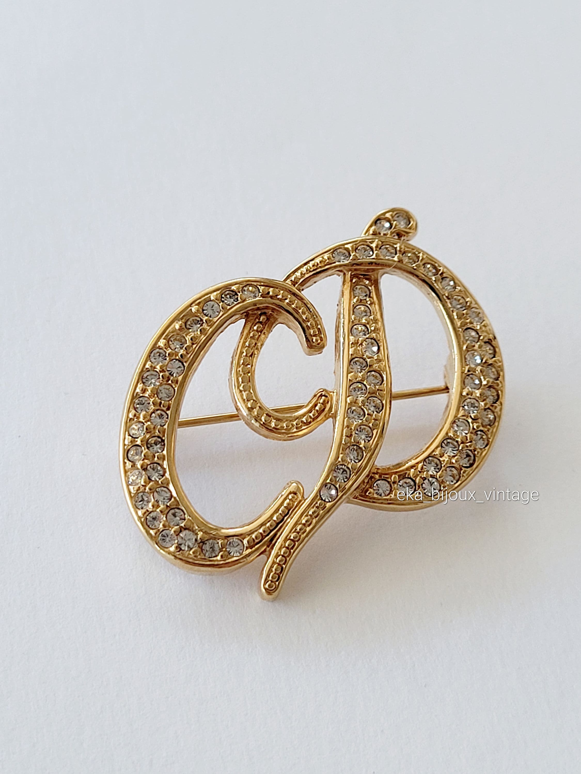Christian Dior Vintage CD Brooch - Etsy