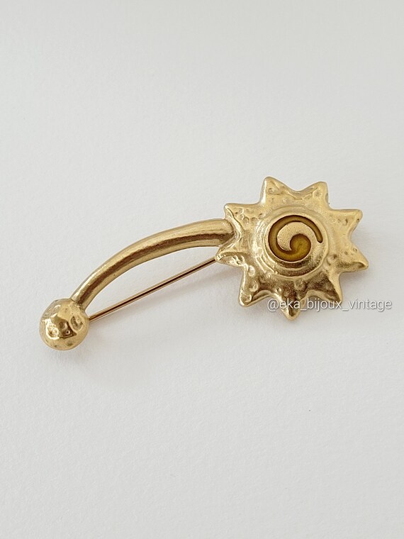 Broche Vintage Dorée Signée Jacques Esterel - Bijou Ancien, Occasion En Bon état