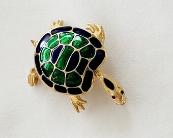 ヴィンテージブローチ - 青、赤、緑の亀 - Etsy 日本