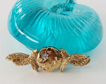 Broche Vintage Pic Dorée Fleur - Signée Jacques Esterel - Made In France - Occasion