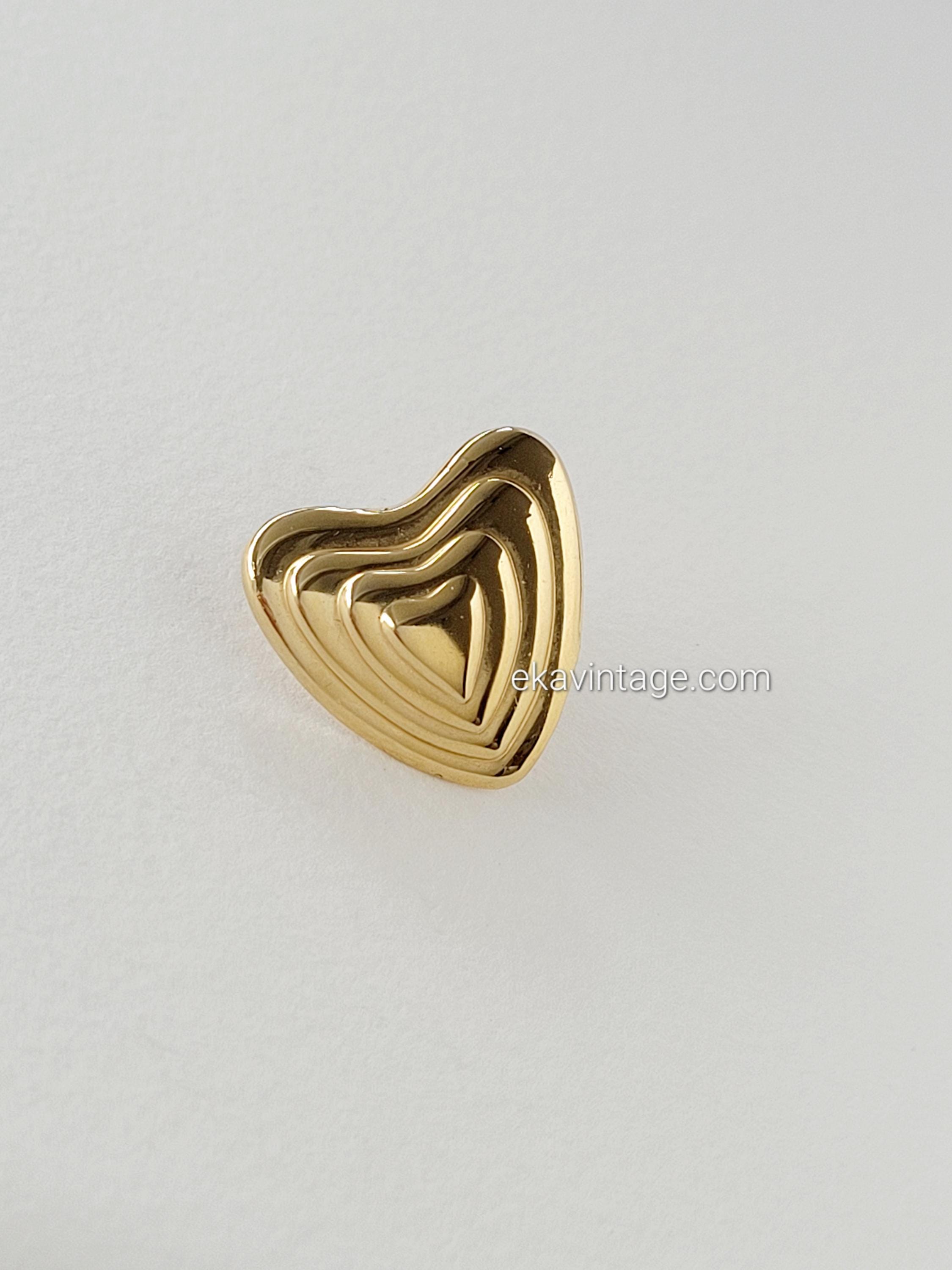 Broche Cœur Escada En Métal Doré - Occasion En Superbe état, Alliage