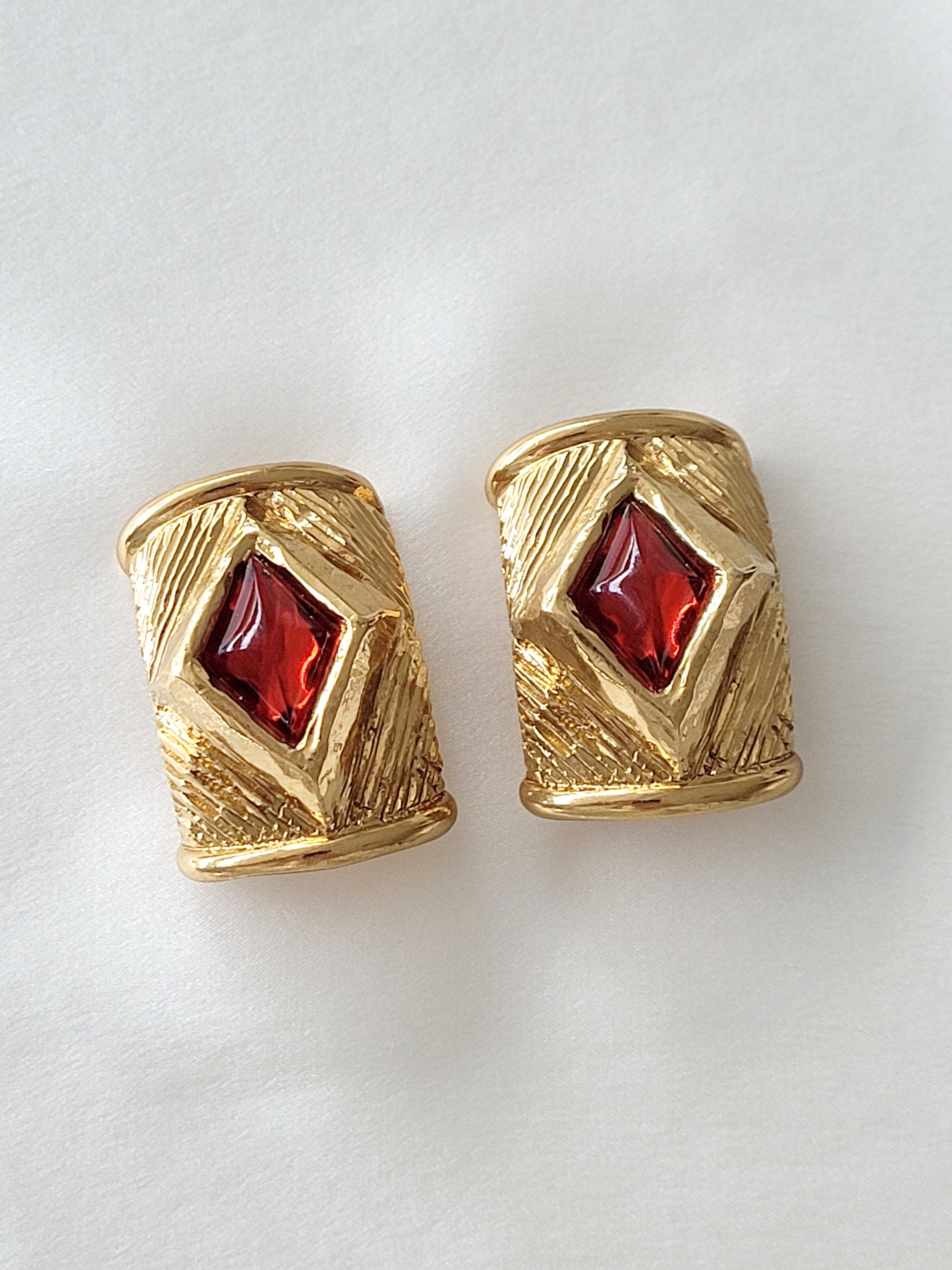 Boucles D'oreilles Vintage Jacques Esterel Paris - Pierre, Haute Couture Française, Neuves Sans Boîte