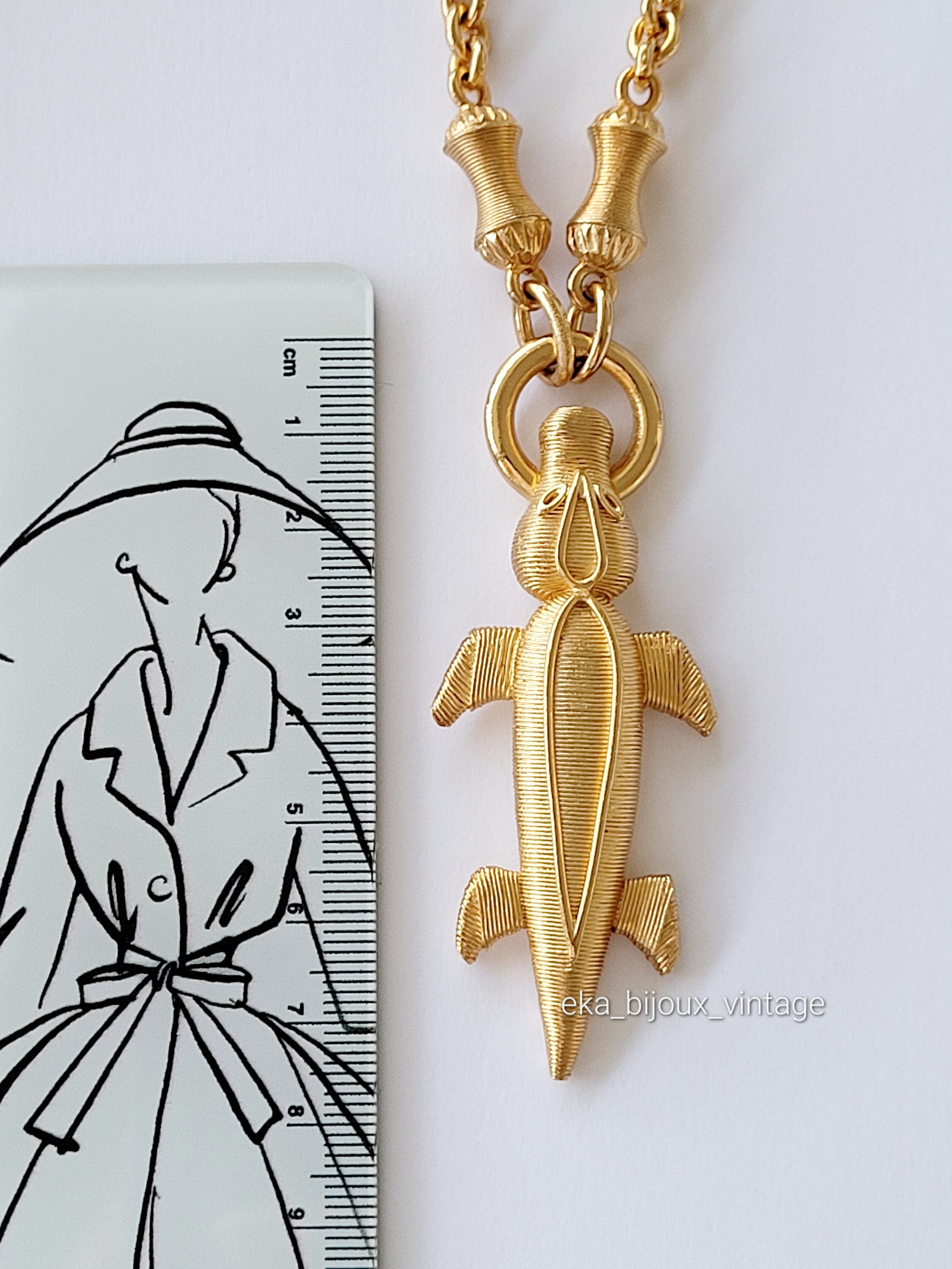 Collier Pendentif Vintage Signé ORENA PARIS - Style Chic, Métal Doré, Rouge Et Or