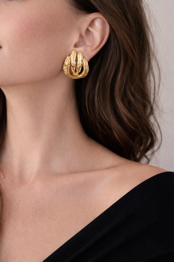 Boucles D’oreilles Pendantes Vintage 1970 – Alpaga Et Nacre (véritable Abalone), Vieux Stock