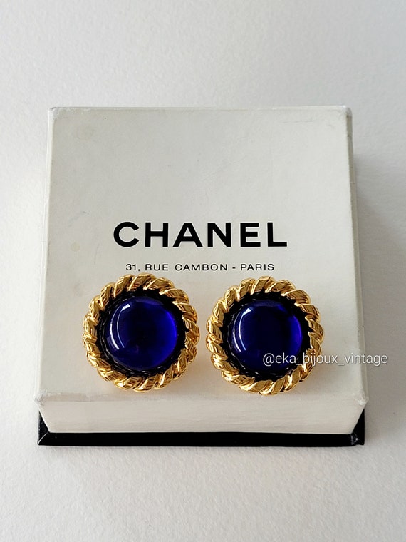Chanel blue earrings discount