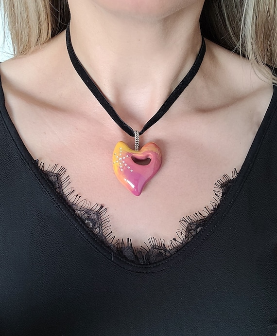Yves Saint Laurent Monogram Pink Mini Love Heart Chain Shoulder