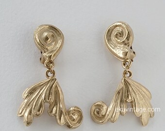 Boucles D'oreilles Clips Vintage Jacques ESTEREL - Modèle Doré En Acier Inoxydable