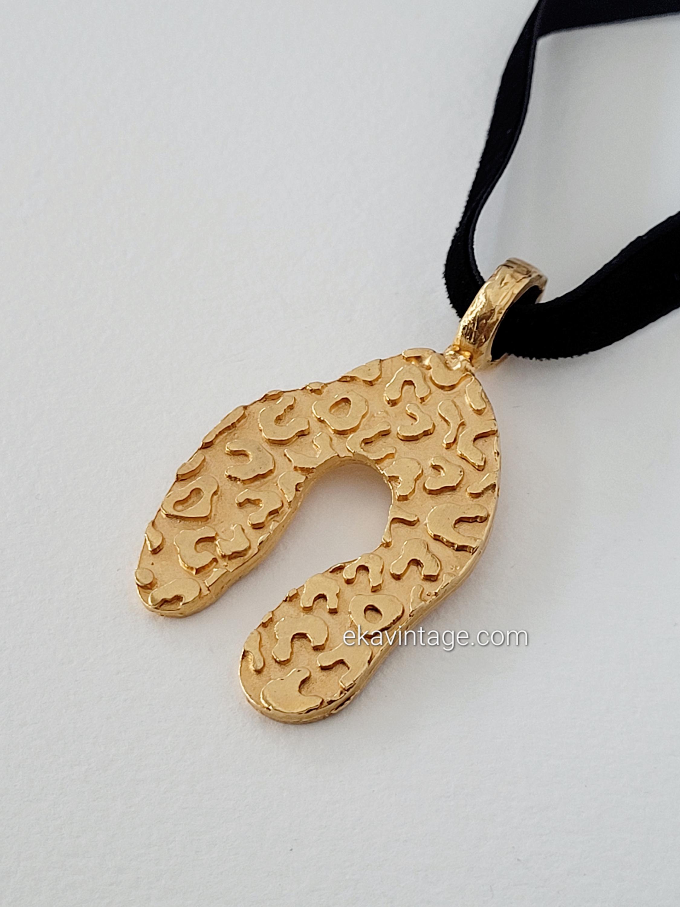 Collier Spirales Signé BICHE DE BERE PARIS - Métal Doré Et émail Vert - Made In France