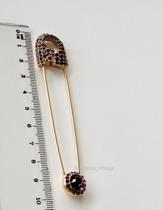 Sonia Rykiel Paris Gold Plated Crystal Tassel Safety Pin Brooch