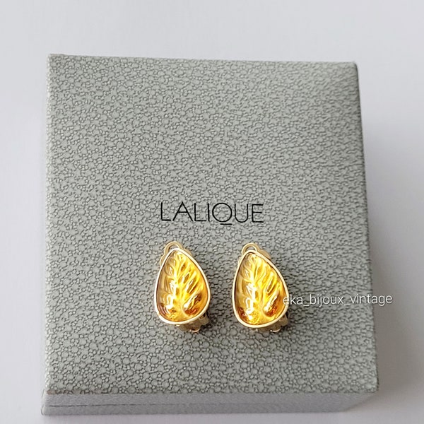 Lalique – Vintage-Ohrringe – Bernsteinkristall