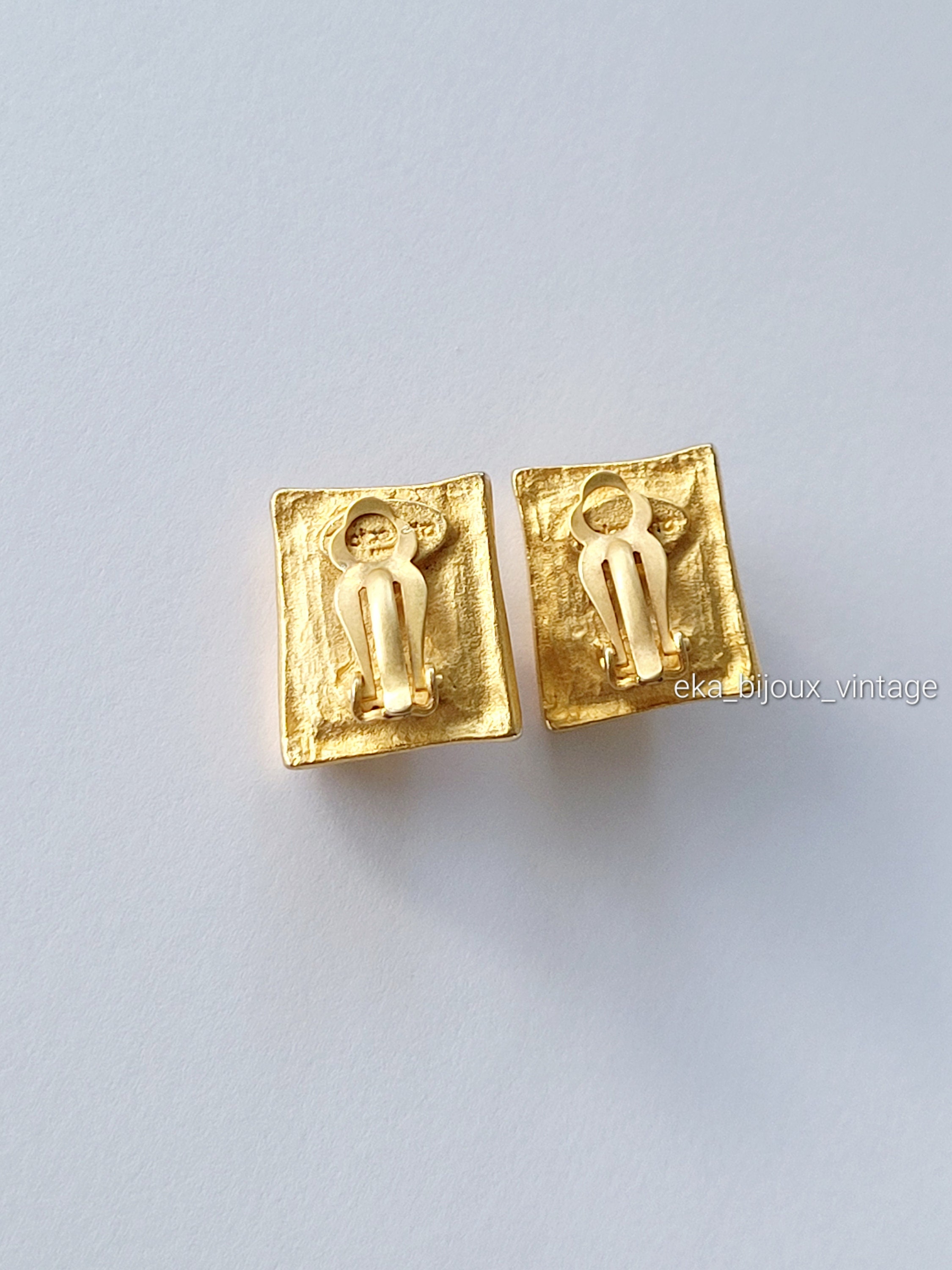 Boucles D'oreilles Vintage à Clip Signées Dolce Vita - N°3 A58 - Métal Doré - Très Bon état