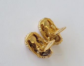 Boucles D'oreilles Doré émaillé ORENA Paris - Très Bon état, Fermoir Clips