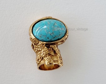 Yves Saint Laurent - Arty blue cabochon ring